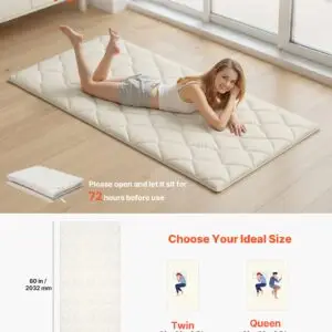 Japanese Tatami Mat, Twin Size Foldable Japanese Tatami Mattress, Futon Mattress With Storage Bag & Fastener, 9-Layer Floor Mat For Sleeping, Dormitory, Meditation, Yoga, 80 X 39 X 2.5 In, White - Image 5