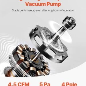 4.5 CFM HVAC Single Stage Rotary Vane Vacuum Pump And Manifold Gauge Kit - Image 4