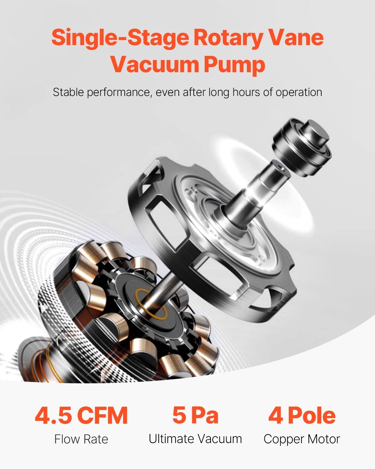 4.5 CFM HVAC Single Stage Rotary Vane Vacuum Pump And Manifold Gauge Kit - Image 4