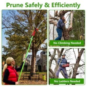 2-in-1 Manual Pole Saw 8.23-15.12FT Extendable Tree Pruner - SK5 Steel Pruner, Double-Hooked Saw Blade, Oxford Storage Bag , Goggles,Gloves For Tree Trimming - Image 1