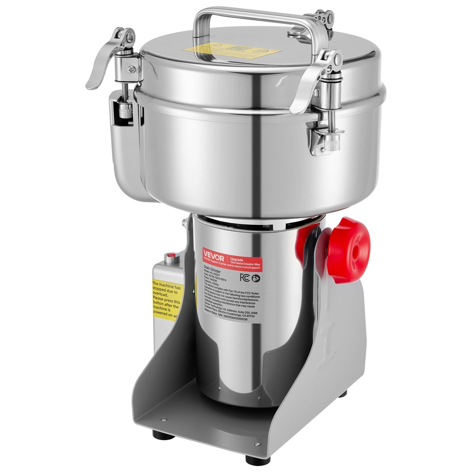 2000g Electric Grain Mill Grinder, 3400W 32000RPM High Speed Spice Corn Dry Grinding Machine, Stainless Steel Pulverizer Powder Machine For Dried Grains Coffee Beans Spices Nuts 270 Swing Type - Image 6
