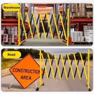 Metal Expandable Barricade, 11 Feet Retractable Fence Outdoor, Mobile Safety Barrier Gate, Easily Assembled Expanding Gate With Casters, Collapsible Accordion Barricade Gate Outdoor - Image 3