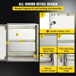 NEMA Steel Enclosure, 24 X 20 X 9'' NEMA 4X Fiberglass Electrical Box, IP66 Waterproof & Dustproof, Outdoor/Indoor Electrical Junction Box, With Mounting Plate(60 X 50 X 23 Cm) - Image 4