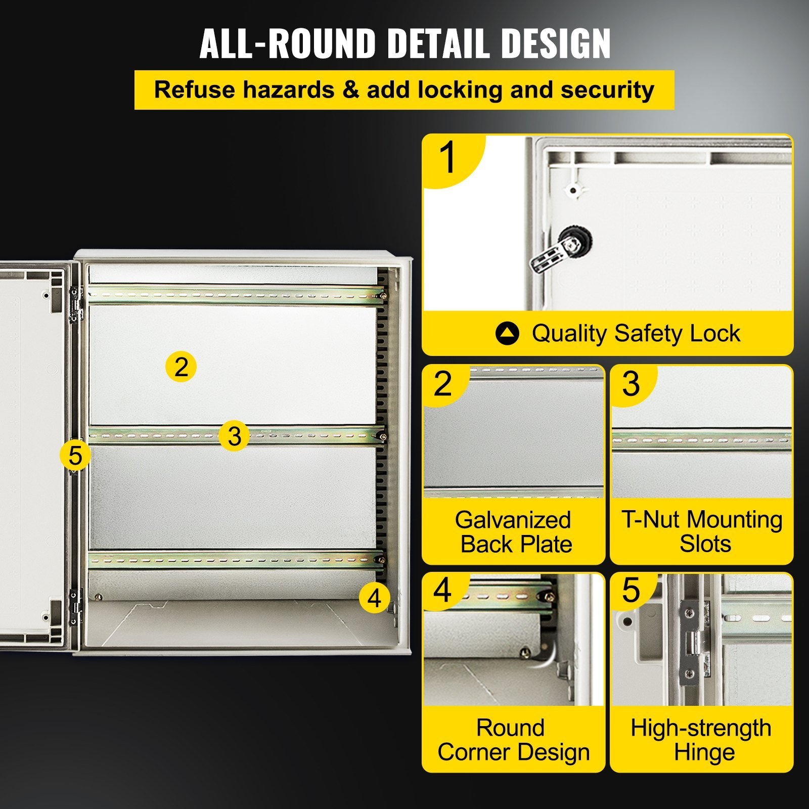 NEMA Steel Enclosure, 24 X 20 X 9'' NEMA 4X Fiberglass Electrical Box, IP66 Waterproof & Dustproof, Outdoor/Indoor Electrical Junction Box, With Mounting Plate(60 X 50 X 23 Cm) - Image 4