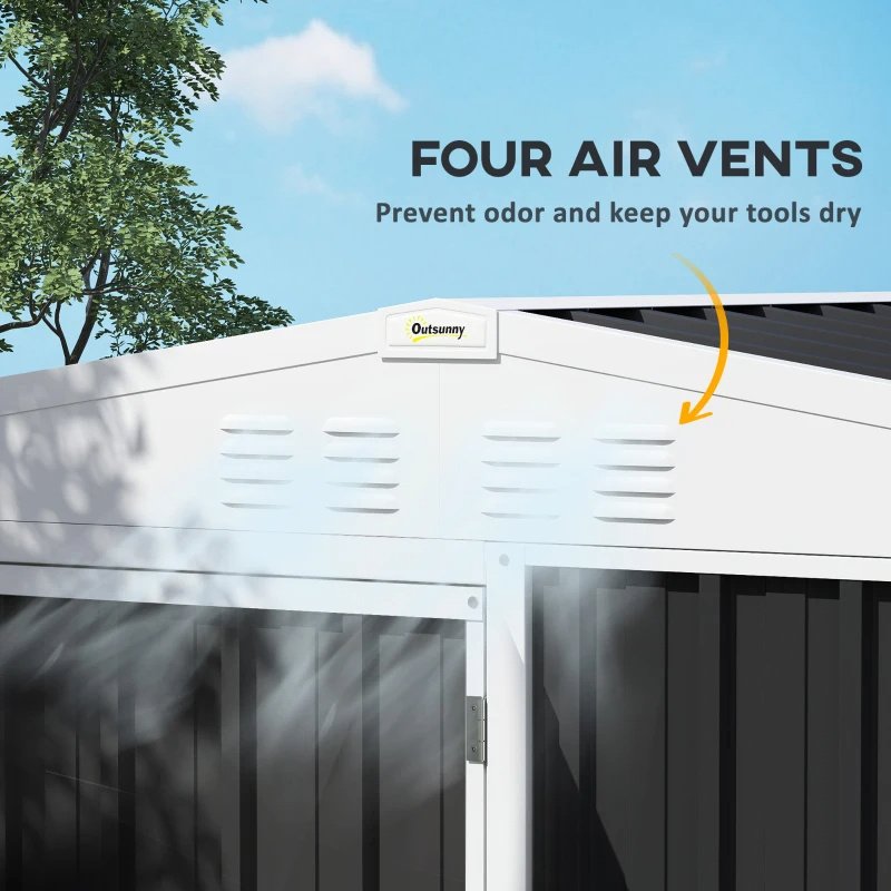 8 X 4ft Outdoor Garden Shed, Metal Shed With Air Vents And Lock For Backyard, Garden, Patio, Dark Gray