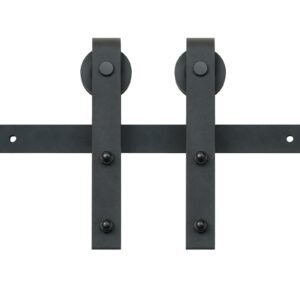 8FT Sliding Barn Door Hardware Kit, 330LBS Loading Heavy Duty Barn Door Track Kit For Single Door, Fit 3.7-4.3FT Wide And 1.3"-1.8" Thick Door Panel, With Smooth & Silent Pulley (J Shape) - Image 1