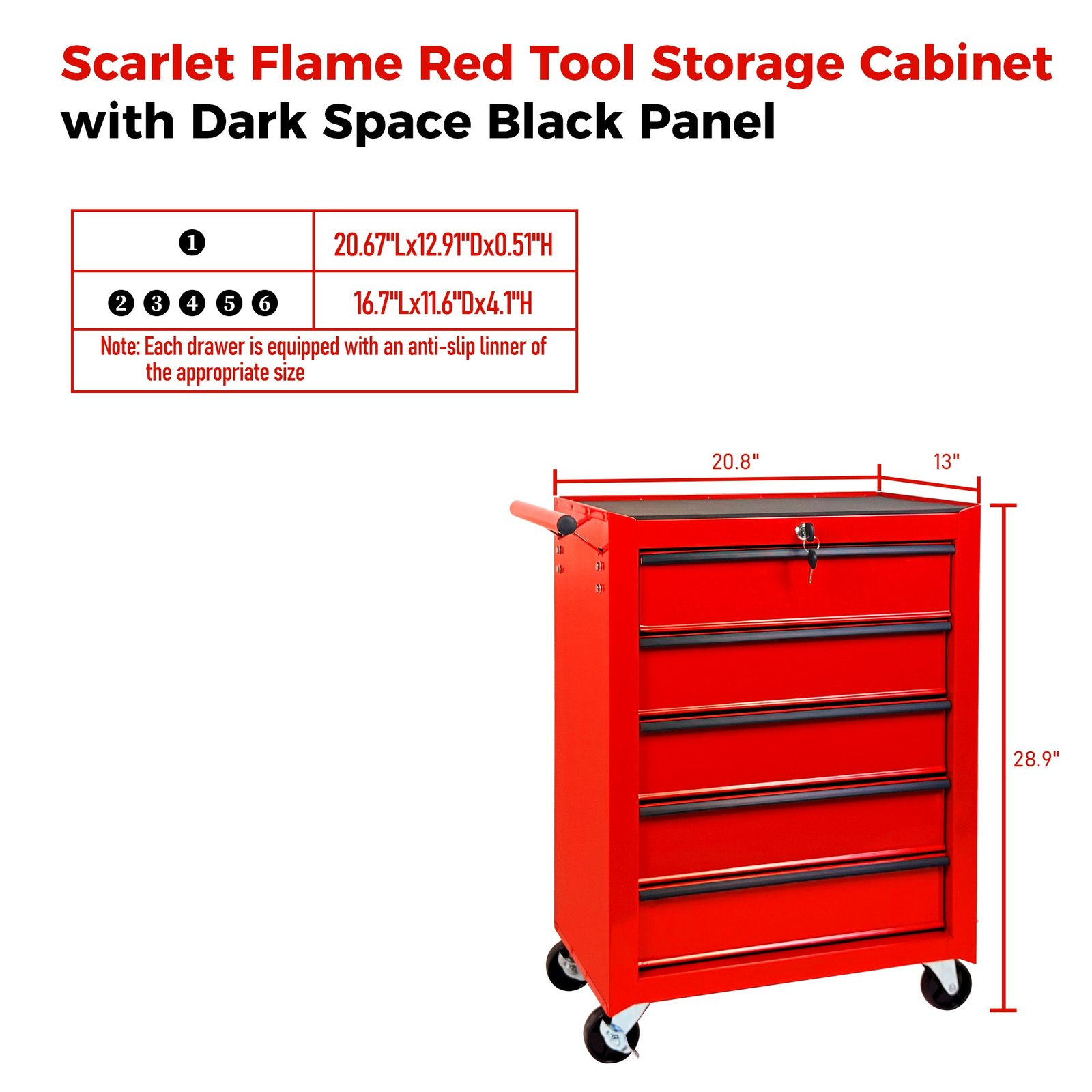 Excelo 5 Drawer Rolling Tool Chest, Ball Bearing Slides, Steel Storage For Garage And Workshop - Image 6