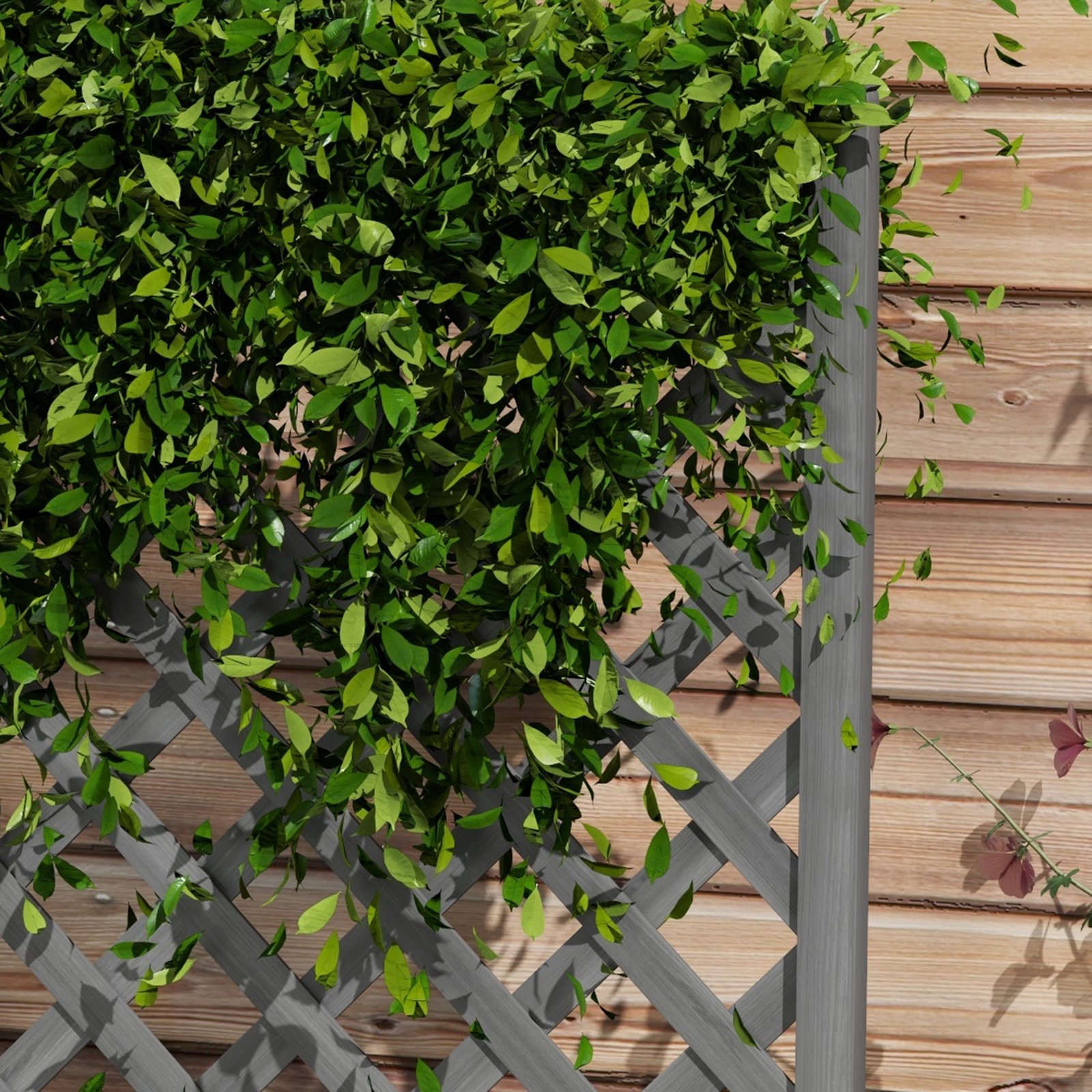 46" Wooden Planter with Trellis, Raised Garden Bed to Grow Vegetables, Herbs, Flowers for Backyard, Patio, Gray - Image 2