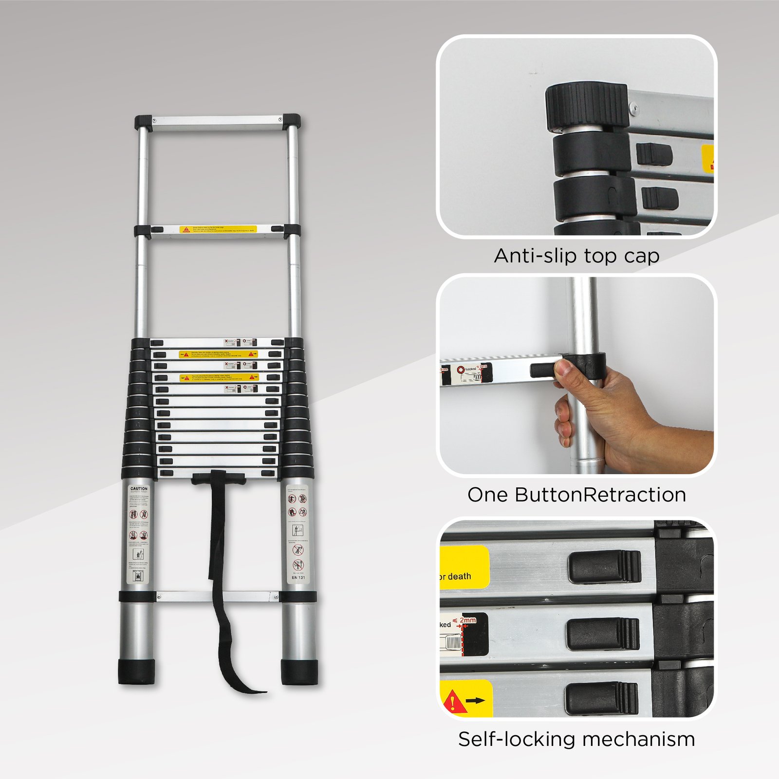 Aluminum Telescoping Ladder For Outdoor Work - Image 3