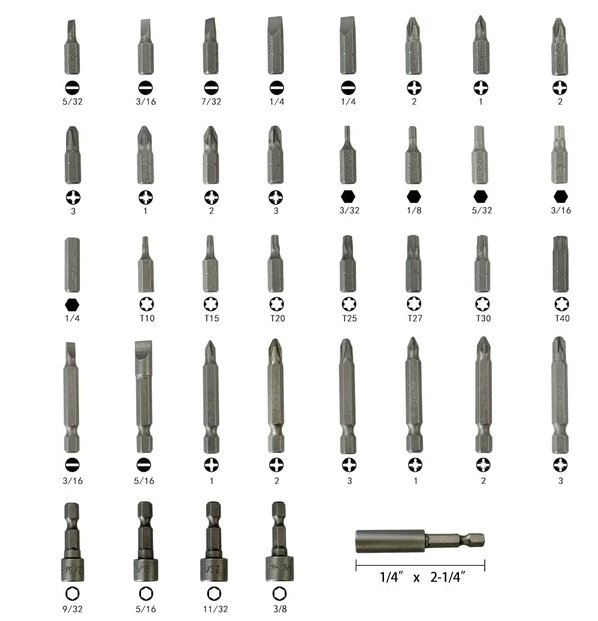 37 Piece Impact Screwdriver Bit Set Nut Driver Torx Phillips Tool Magnetic Drill