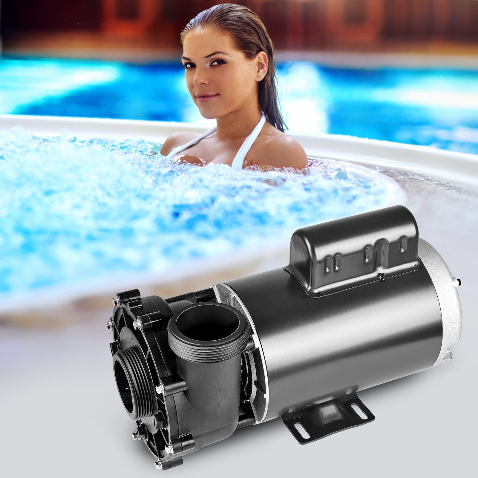 2 Speed SPA Pump, 56-Frame, AC 220-240V Hot Tub SPA Pump, 4HP/210GPM/65.61ft High Speed Or 0.7HP/103GPM/16.07ft Low Speed, 2' Port 90° Rotational Interface For Hot Tub, Tested To UL Standards - Image 6
