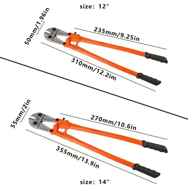 Heavy-Duty Mini Bolt Cutter 12' For Cutting Fence, Steel Wire, Small Chain, Screws, And Rivet, With Soft Grip Rubber Ergonomic Handle Cutters