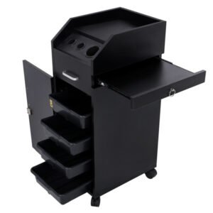 16mm Particle Board, ABS Tray,, Black Hair Salon Tool Cart - Image 5