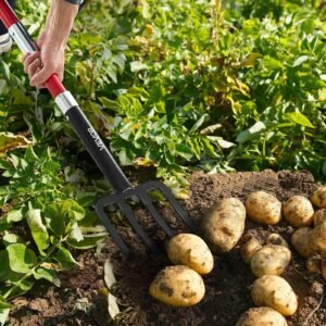 4 Tines Garden Fork Fiberglass Handle 45 In Digging Spading Pitchfork Heavy Duty - Image 6