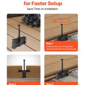 250PCS Hidden Deck Fasteners For Composite Decking Universal T Clips Black - Image 3