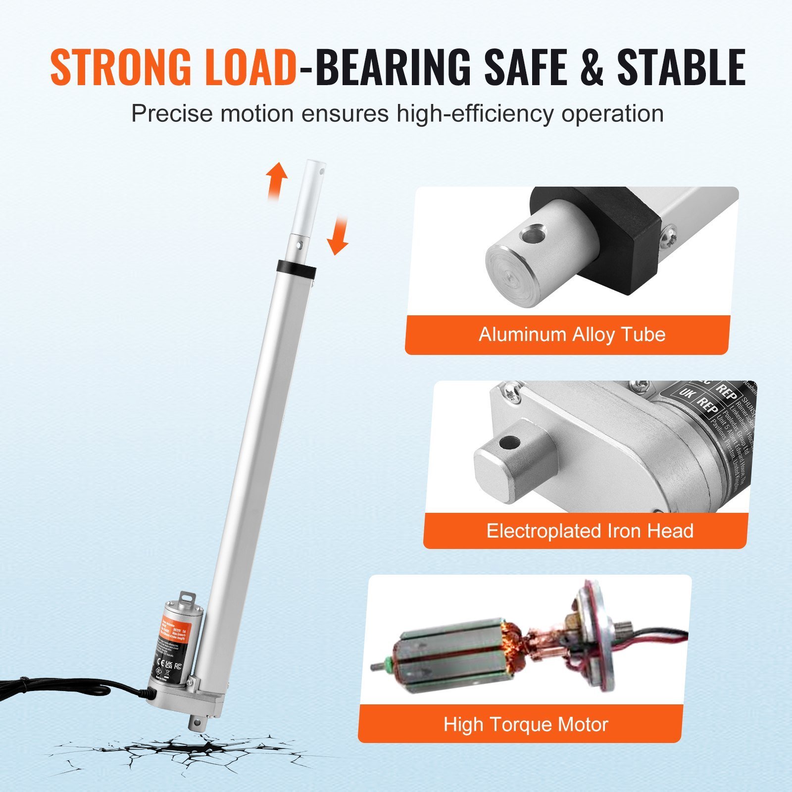 Linear Actuator 12V, 16 Inch High Load 330lbs/1500N Linear Actuator, 0.19'/s Linear Motion Actuator With Mounting Bracket And IP54 Protection - Image 4