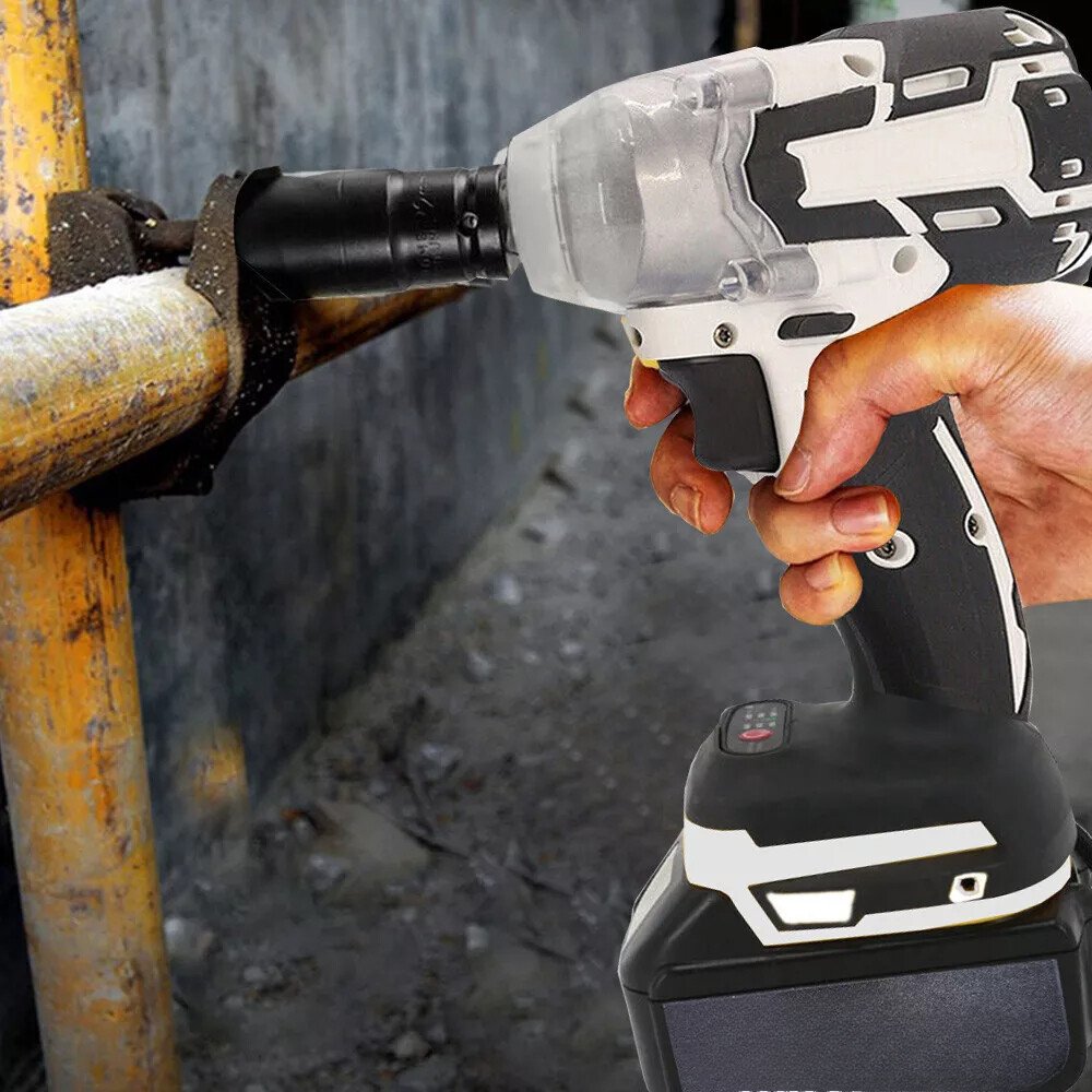 1000Nm 1-2in  Electric Cordless Impact Wrench Drill Gun - 2 Battery Ratchet Driver