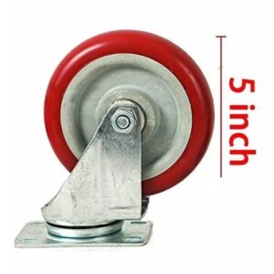 4 Pack 5 Inch Caster Wheels Swivel Plate Polyurethane Wheels Heavy Duty Wheels - Image 1