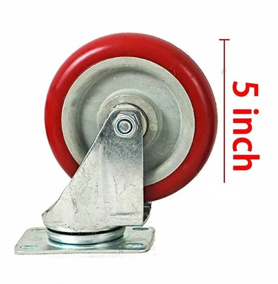 4 Pack 5 Inch Caster Wheels Swivel Plate Polyurethane Wheels Heavy Duty Wheels