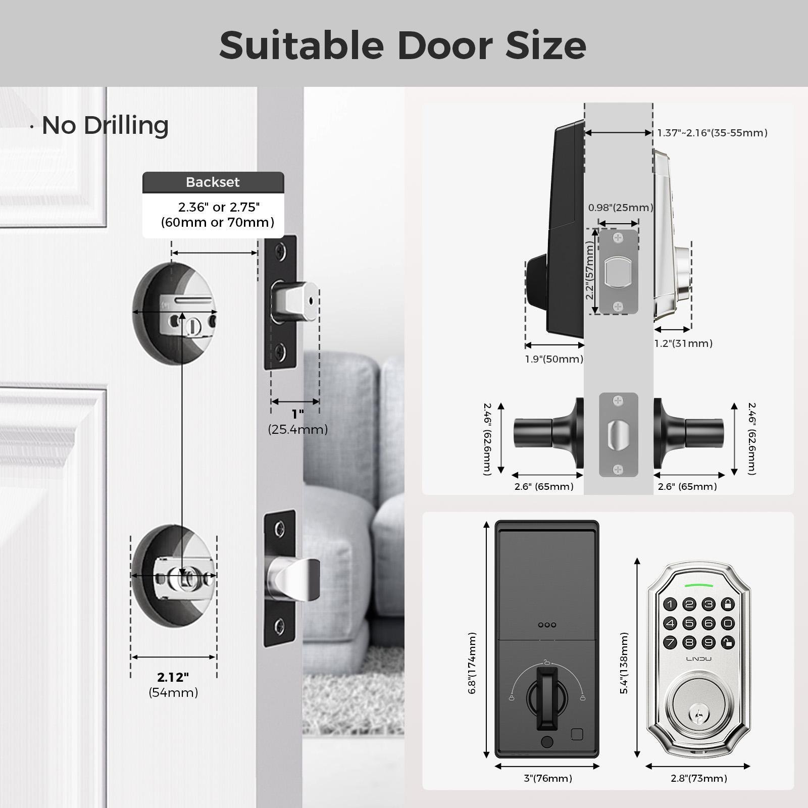 Keyless Entry Door Lock With Handle App-Controlled Front Door Lock Set With Keypad  Auto-Lock & One-Touch Locking  Anti-Peep Code Feature  Easy Installation - Image 8