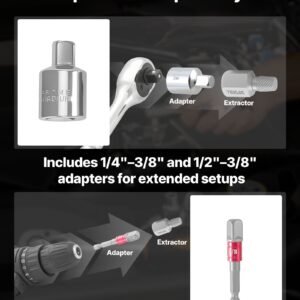 Screw Extractor Set, 27 Pieces Hex Head Multi-Spline Easy Out Bolt Extractor Tool, With Adapters, Solid Storage Case, Cr-Mo Steel Stripped Bolt Remover For Removing Rounded, Broken Bolts, Screws - Image 2