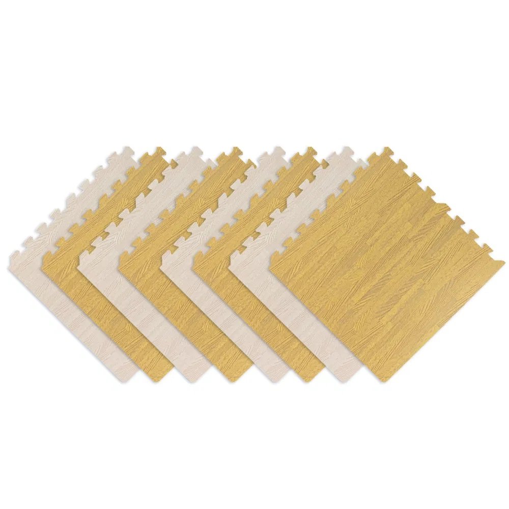 8-Piece Interlocking Wood Grain Foam Mat, Non-Slip And Wear-Resistant Floor Mat, Soft And Cushioning, Suitable For Living Rooms, Bedrooms/Children's Rooms