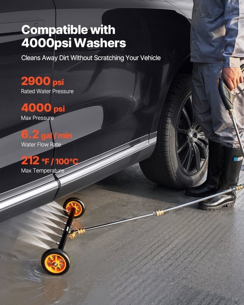 24' Pressure Washer Undercarriage Cleaner With 2 Wheels 2 Extended Wands