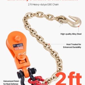 2 Ton 3' Snatch Block With Chain Flatbed Tow Truck Rollback Car Carrier Cable - Image 5