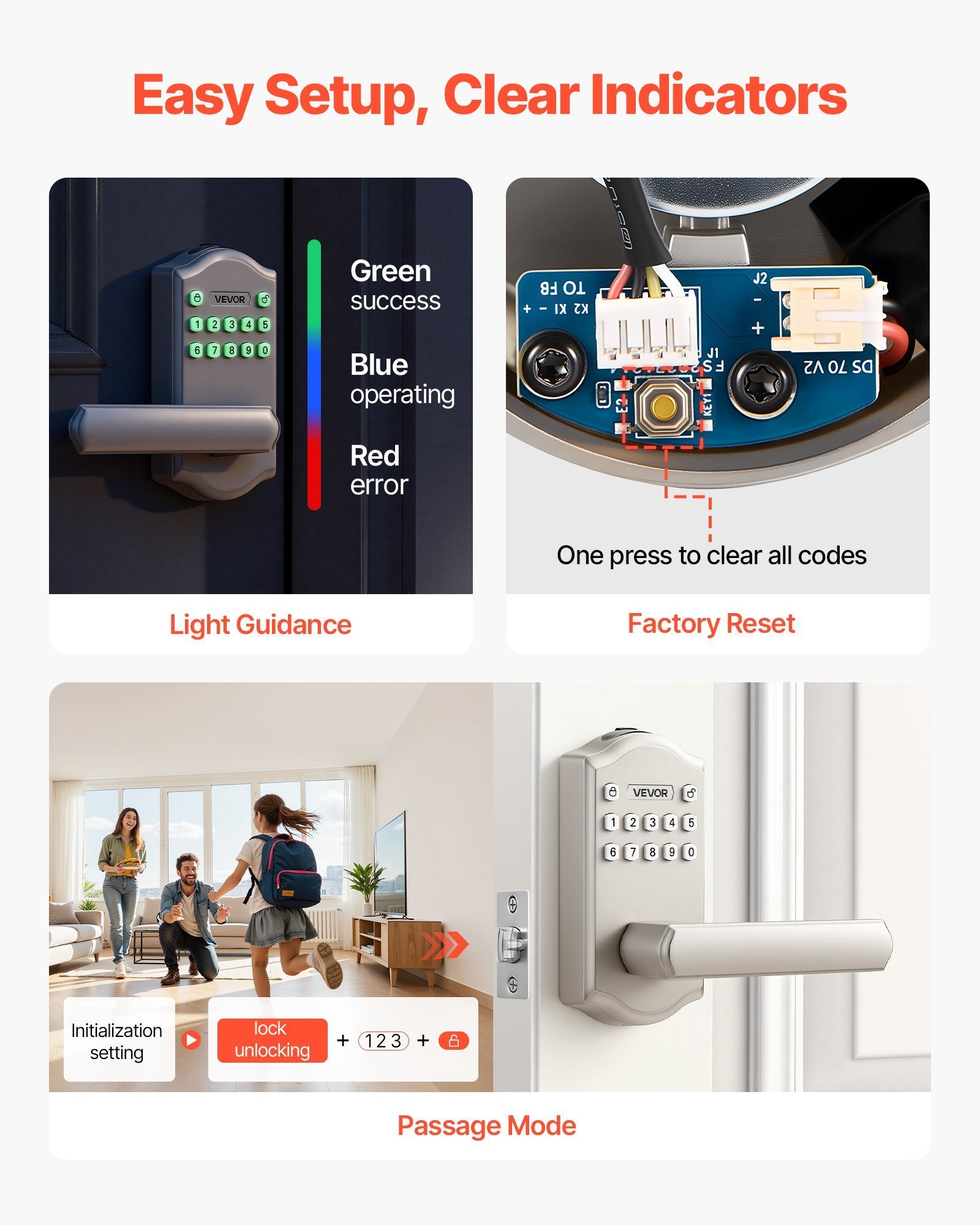Keyless Entry Door Lock With Handle, Electronic Lever Door Handle With Keypad, Customizable User Codes, Keyed Entry, Auto Lock, Anti-Peeking Password, Backlit Keypad, For Home, Satin Nickel - Image 1