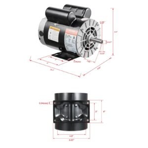3HP Air Compressor Electric Motor 230V 15.5A 3450RPM 56 Frame CW/CCW Rotation (Factory Setting Is CCW) - Image 6