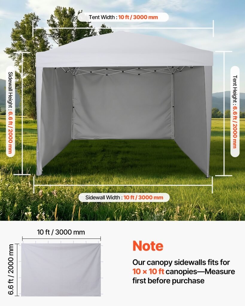 Canopy Sidewalls, Fit For 10 Ft Pop Up Canopy Tent, Tent Side Walls With Waterproof And Sunlight Protection Layer For Outdoor Event Tents, Vendor Booths, Camping, 3 Sidewalls Only, White