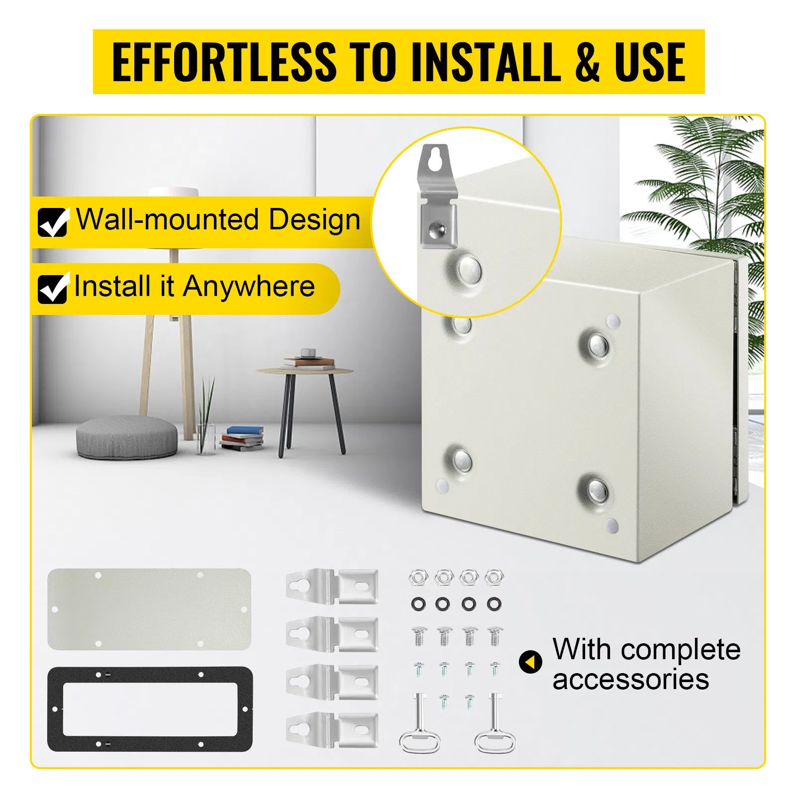 VEVOR NEMA Steel Enclosure,  NEMA 4X Steel Electrical Box, IP66 Waterproof & Dustproof, Outdoor Indoor Electrical Junction Box - Image 3