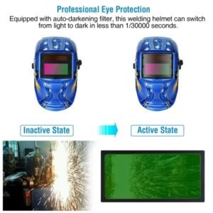 Welding Helmet Solar Powered Auto Darkening Hood With Adjustable Wide Shade Range 9-13 - Image 2