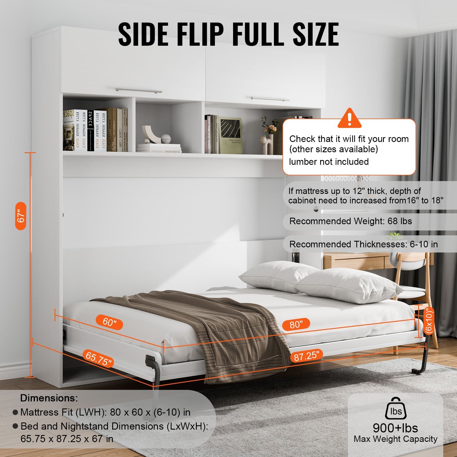 Murphy Bed Kit Queen Deluxe DIY Wall Bed Mechanical Hardware Kit Folding - Image 5
