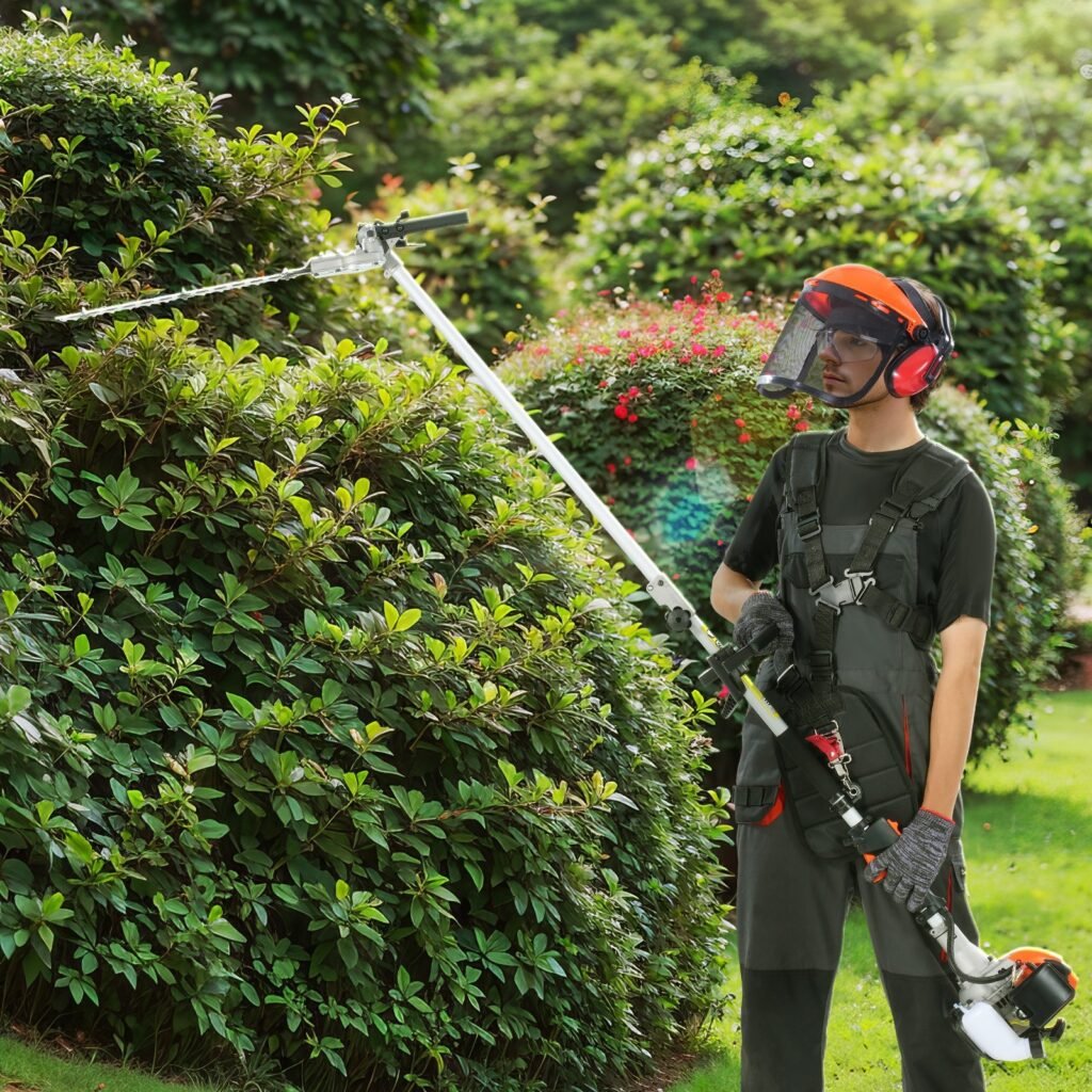 26CC 5-in-1 Multi-Functional Trimming Tools, Gas Hedge Trimmer, Weed Eater, String Trimmer, Edger, Pole Saw Chainsaw Pruner With Extension Pole