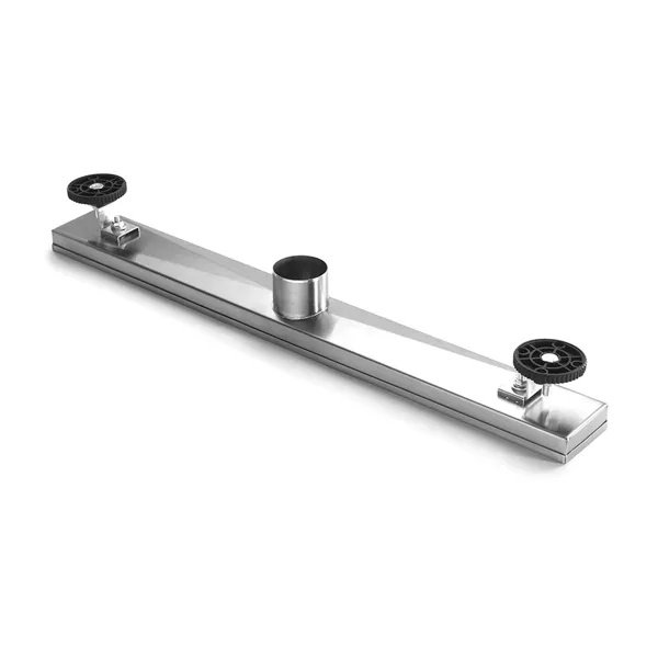 12 Inch Linear Shower Drain With Removable Brick Patterned Grate Cover, 304 Stainless Steel Shower Floor Drain With Hair Strainer And Leveling Feet