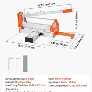 12 Inch Vinyl Floor Cutter, 12mm Thick Laminate Flooring Cutter With Upgraded Labor-Saving Aluminum-Alloy Lever, Telescoping Support Plate, Cuts Certain Engineered Wood, LVT, VCT, SPC, LVP, WPC - Image 1