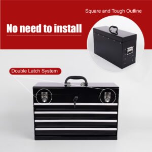 Heavy Duty Metal Tool Box, 21-inch, Portable Metal Tool Box With 4 Drawers, Small Tool Chest With EVA Liners, Ball Bearing Slide Drawers Locking & Powder Coated Finish, Multi-Function Tool Organizer - Image 2