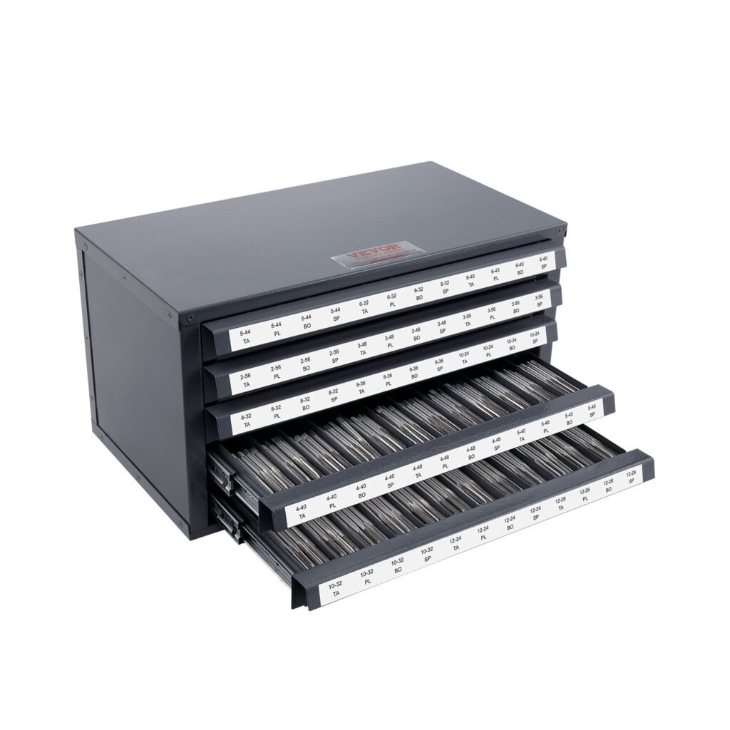 Tap Dispenser Cabinet, Five-Drawer Tap Organizer Cabinet For #2-56-#12-28 Steel Tap Dispenser Organizer Cabinet With Labels, 60-Compartment Stackable Tap Cabinet For Tap Storage