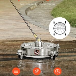 14' Pressure Washer Surface Cleaner 4 Wheels 4000 Max PSI 2 Extended Wands - Image 3