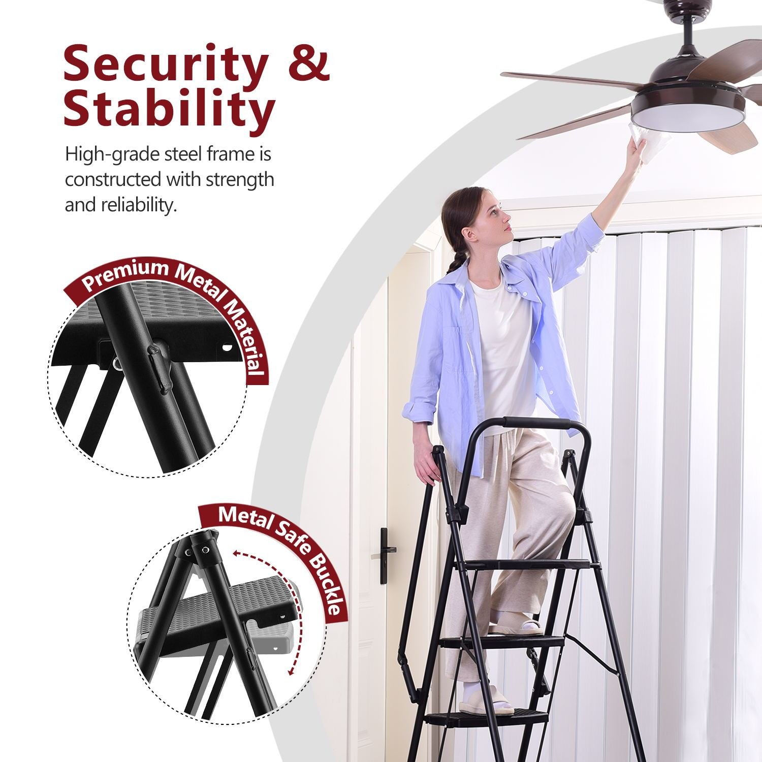 Multi-Purpose Step Ladder With Sturdy Frame For Easy Storage - Image 8
