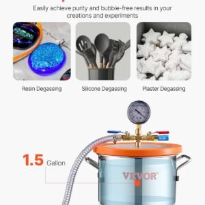1.5 Gallon Vacuum Chamber 3.5CFM Single Stage Degassing Chamber Kit - Image 3