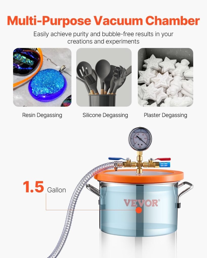 1.5 Gallon Vacuum Chamber 3.5CFM Single Stage Degassing Chamber Kit