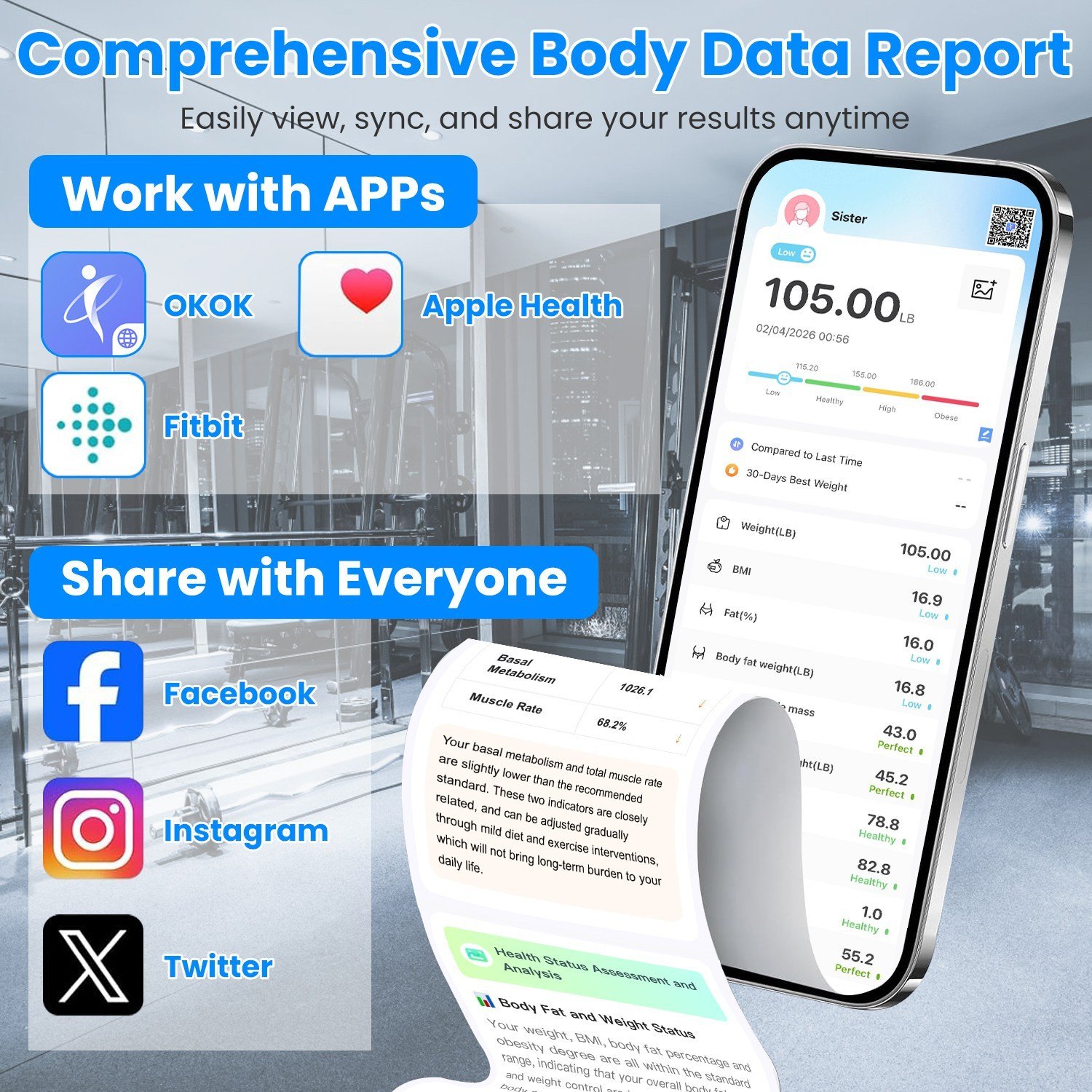Smart Digital Scale For Body Weight High Accuracy BMI Weight Scale Full Body Composition Analysis Sync With APP 4mm Tempered Glass 397LBS Capacity LCD Display - Image 5