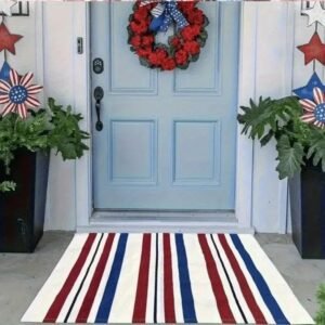Unique Outdoor Mat, American Vintage Patriotic Star, Machine Washable Non-Slip Mat, Red White Blue Stars & Stripes Design 31x20 Inch Ideal Gift For Patriotic, Patriotic Area Mat, Perfect For Father's - Image 2