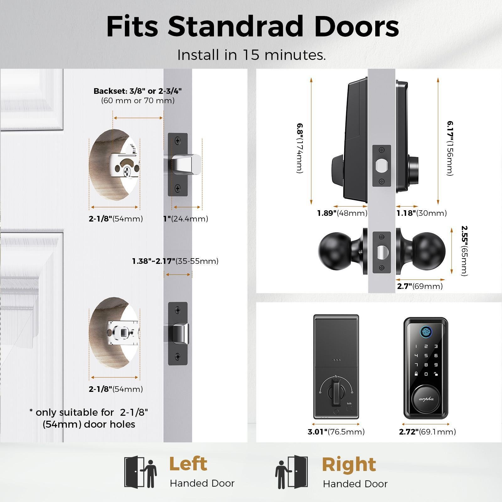Keyless Entry Door Lock With Handle App-Controlled Front Door Lock Set With Keypad  Auto-Lock & One-Touch Locking  Anti-Peep Code Feature  Easy Installation - Image 2