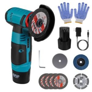 12V Cordless Mini Angle Grinder Hand Polishing Grinding Machine Cordless Cutter Grinding Tool With 7Pcs Disc 2Pcs 1100mAh Batteries And Charger Hex Key - Image 1