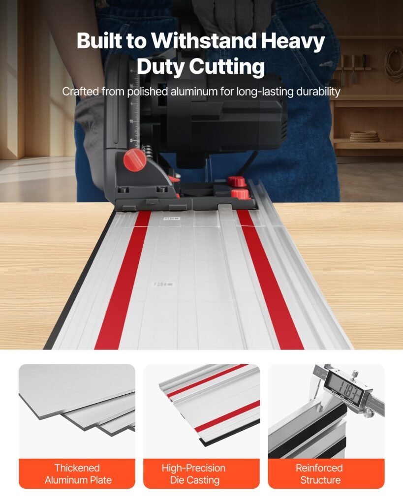 Track Saw Guide Rail, 110-Inch Cutting Range, Kit Includes 4 X 27.5 In Aluminum Extruded Guide Rails And 3 Connectors, Compatible With Makita, Festool & WEN Track Saws, For Woodworking Projects
