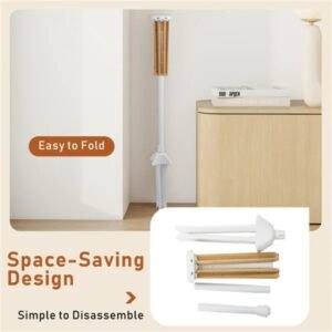 Foldable Bamboo Clothes Drying Rack With 40 Hanger Slots, Space Saving Laundry Drying Stand For Indoor Use - Image 5