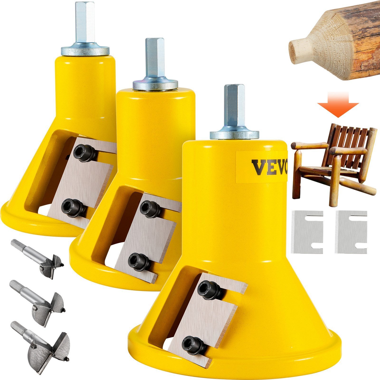 Tenon Cutter, 1'/25.4mm & 1.5'/38mm & 2'/50.8mm, With Dual Straight Blades & Button Screws Home Master Kit, Premium Aluminum & Steel Log Furniture Cutter, Commercial Starter’s Tool For Home DIY - Image 1